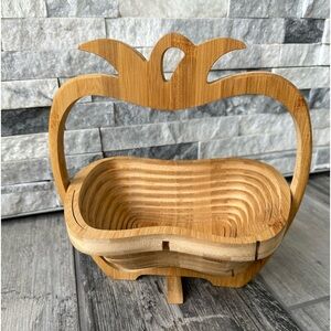 Vintage Collapsable Wood Apple Fruit Basket Farmhouse Cottagecore Cabin